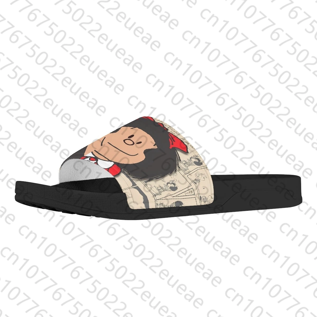 Chinelos bonitos dos desenhos animados para mulheres, linda impressão mafalda, sapatos baixos de lazer, sandálias femininas duráveis, presentes de férias, DIY, unisex