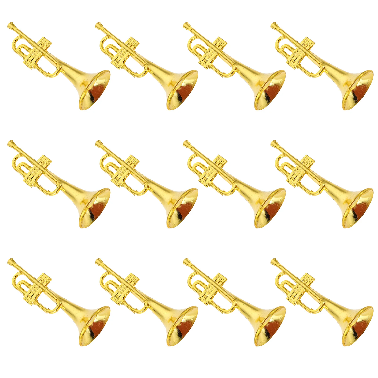 12 Pcs Musical Instrument Model Gold Pendant Festival Home Decor Trumpet Holiday Gifts Mini Plastic Christmas Tree Child