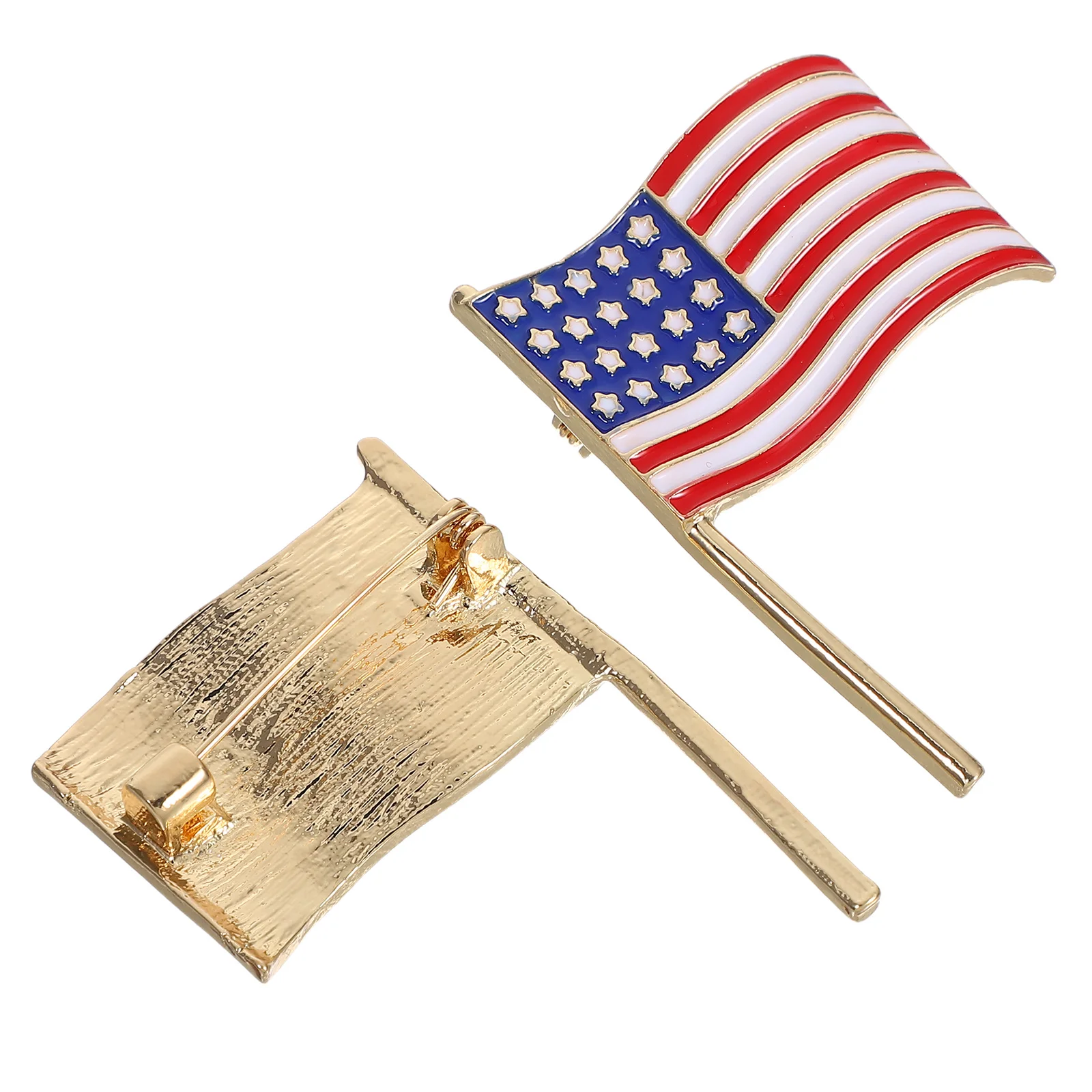 

2Pcs Independence Day Usa Flag Enamel Lapel Pin Star Cutout Brooch for Suits Coats Memorial Day Events Red White Blue