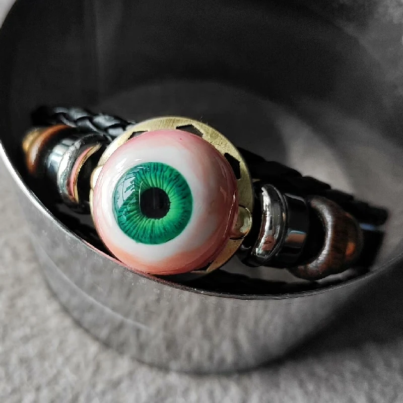 3089 Creative Handmade Cthulhu Eyeball Leather Bracelet Dark Punk Style Hip Hop Gothic Jewelry Halloween Artwork Customized Gift