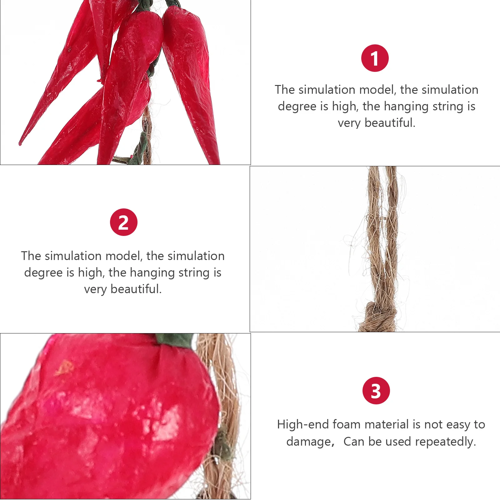 

2Pcs Hanging Artificial Peppers Simulated Chili Strings Lifelike Pepper Pendants Farmhouse Home Decor Photography Props Outdoor