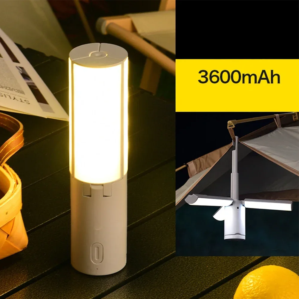 Ambient Light Outdoor Camping 3 Light Modes Tent Light ABS+metal Material Adjustable Angle Bulbs Cold And Warm Light Crossover