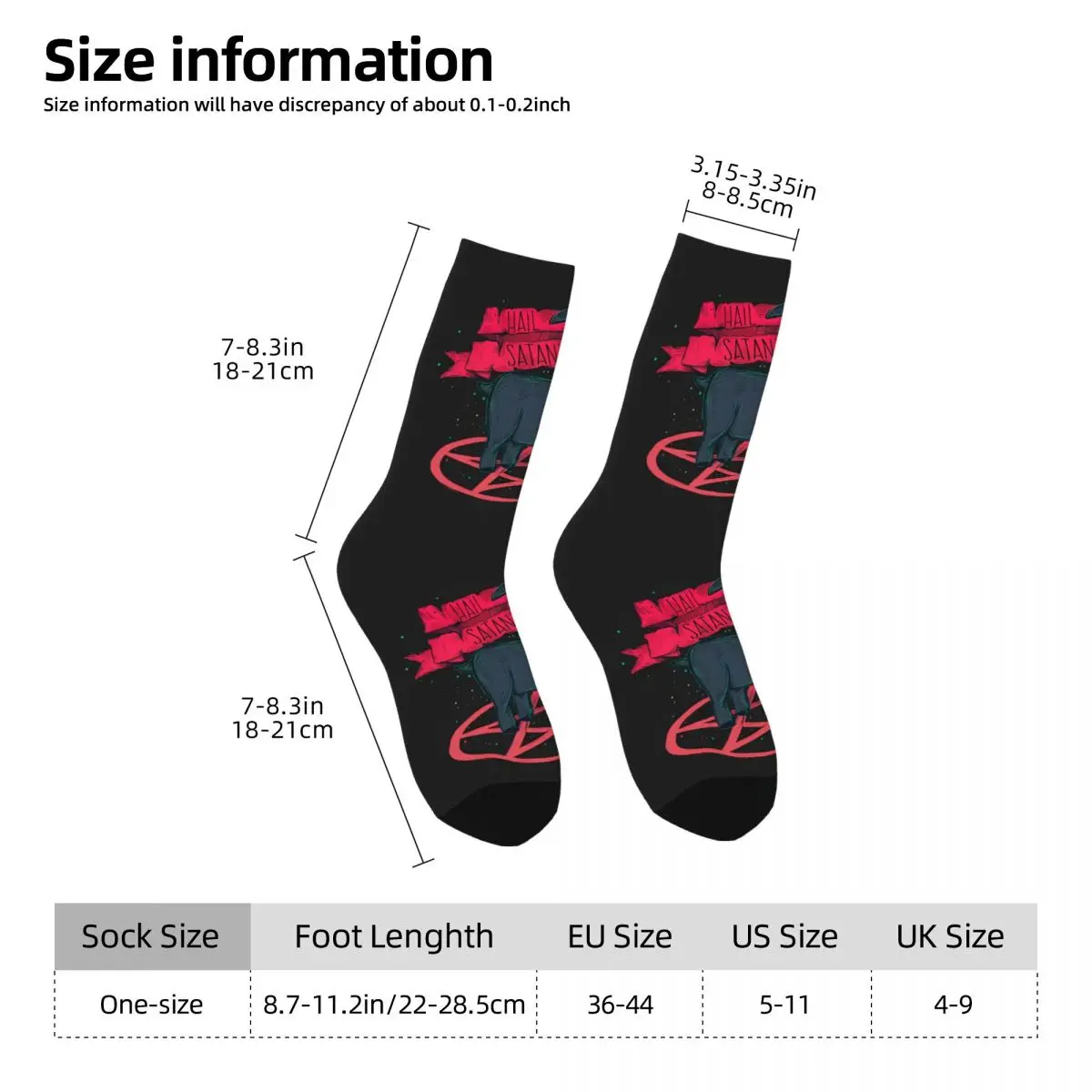 Funny Happy Sock for Men Hail Satan Goat Harajuku Pattern Printed Crew Sock