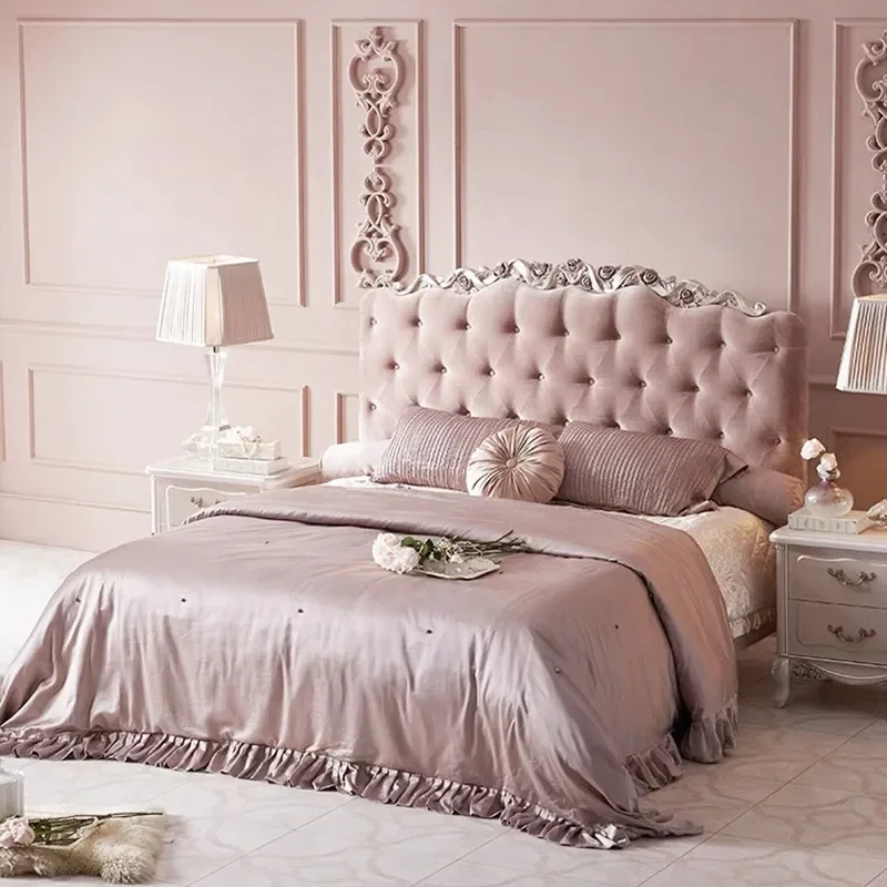 

King Size Headboard Modern Double Bed Frame Full 150x200 Bed Twin Wooden French Flannelette Cama De Casal Bedroom Furniture