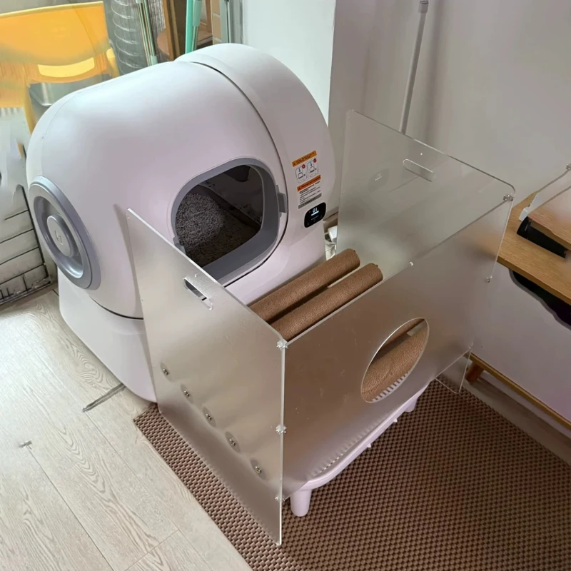 Design of pet cat litter pad anti-belt belt baffle plus height control sand table ladder