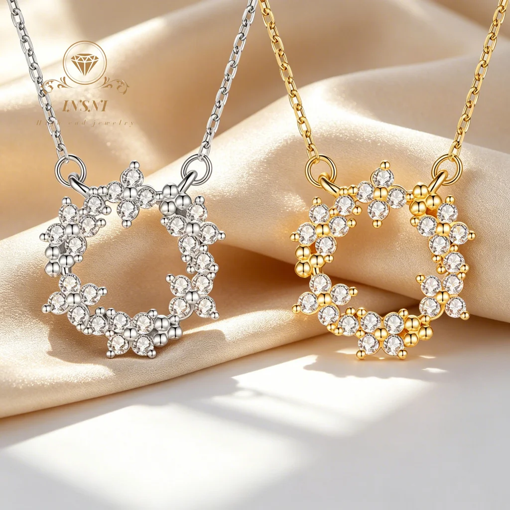 Garland Necklace S925 Silver Flash Diamond Flower Collarbone Chain Affordable Light Luxury Sweet Romantic Gift for Girlfriend