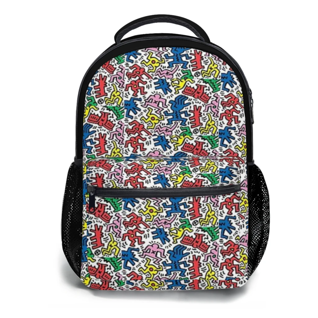 New Fashionable  Haring pop art Backpack Bag Large Capacity Trendy Book Bag Multi-pockets Adjustable 17inch