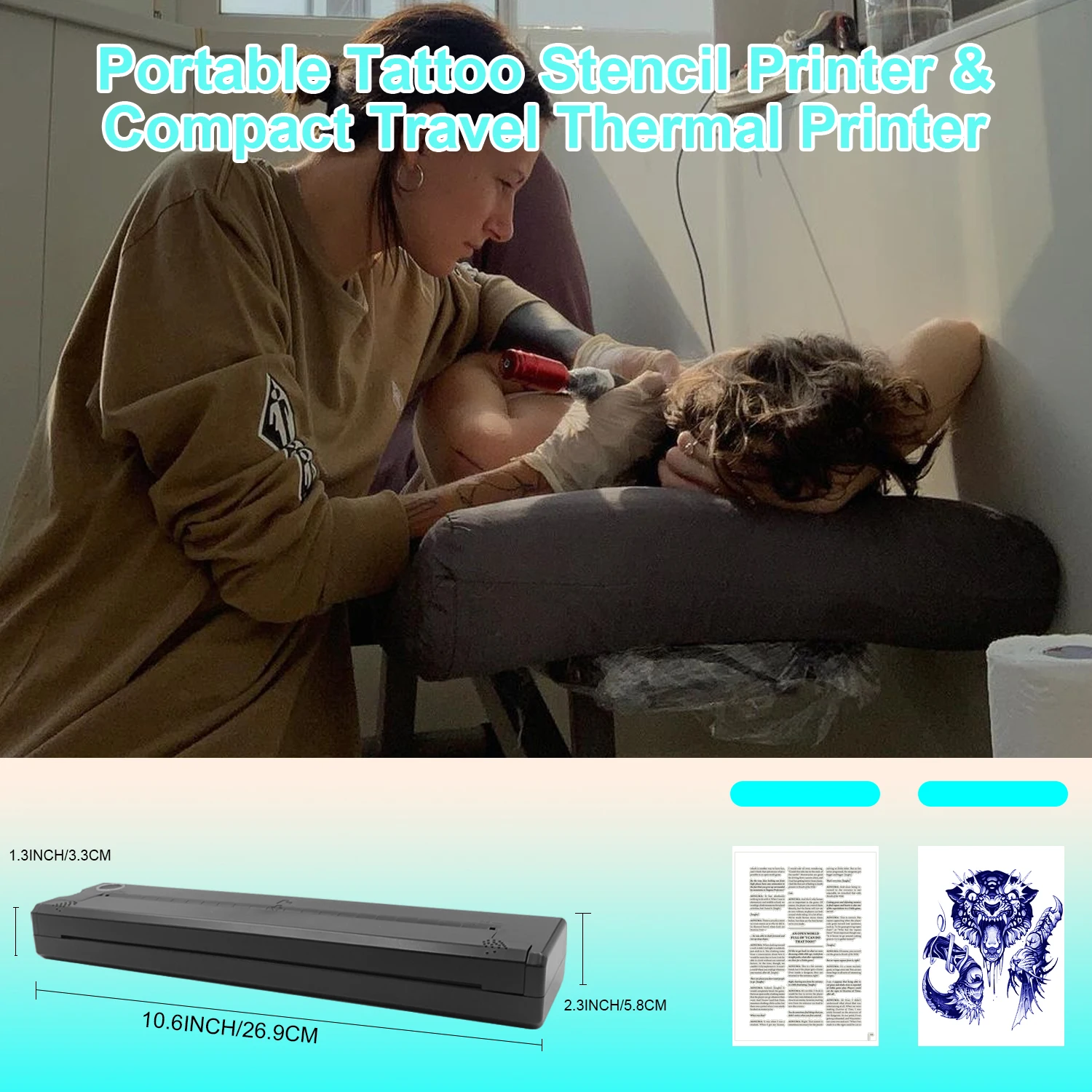 Imagem -03 - Impressora de Tatuagem Térmica Portátil sem Fio Transferência Estêncil Papel Foto Máquina Bluetooth Compatível Telefone Inteligente pc i os 2024