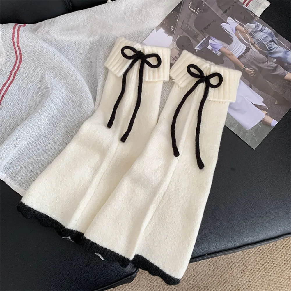 

Fashion Y2K Lace Up Leg Warmers Sweet Ballet Flare Women's Plush Stockings Elastic Hosiery Knit Banding Leggings Streetwear