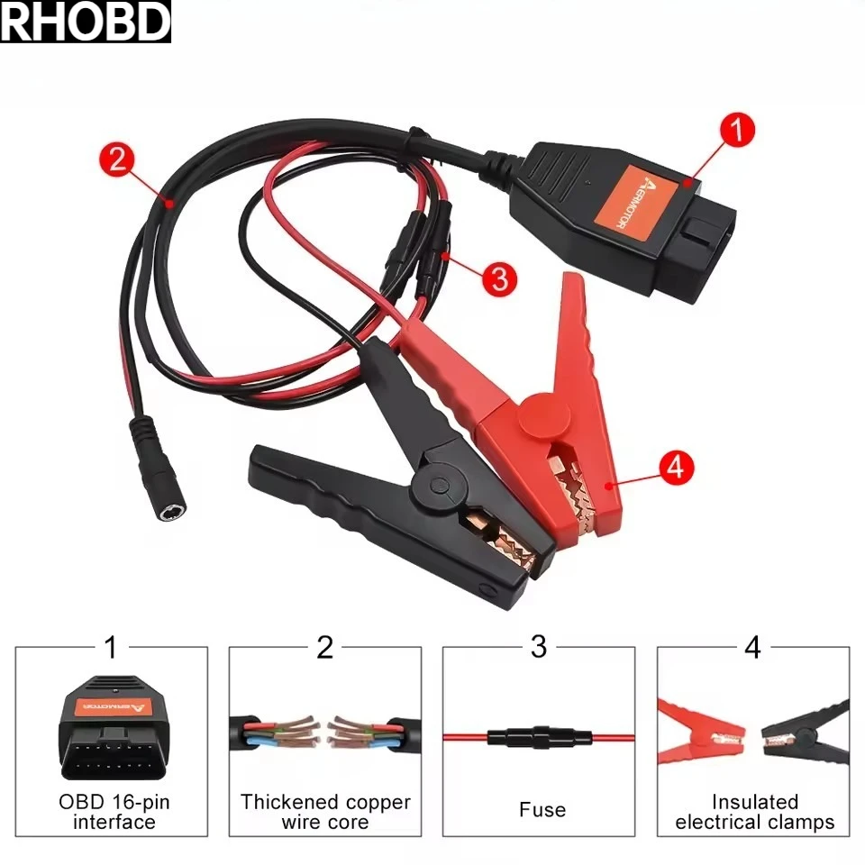 Best AER BT-30 Battery Clips OBD2 Connectors Emergency Power Off Protector ECU Memory Cable Car Take the Electricity Cable hot
