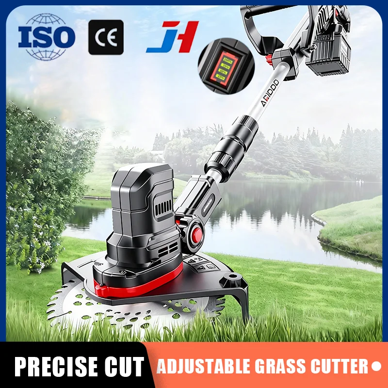 JH Adjustable Lithium Battery Electric Lawn Mower Household Multifunctional Farm Gardening Tool Grass Cutting Machine