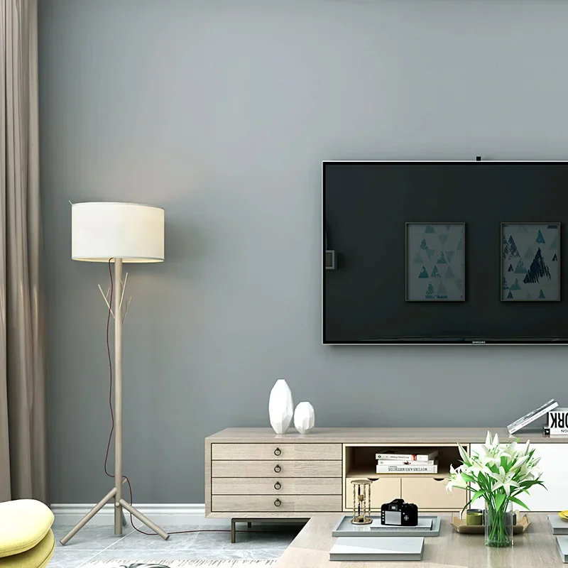 Solid Color Wallpaper Modern Simple Bedroom Plain Living Room Studio Restaurant Background Nordic Style Gray Wallpaper