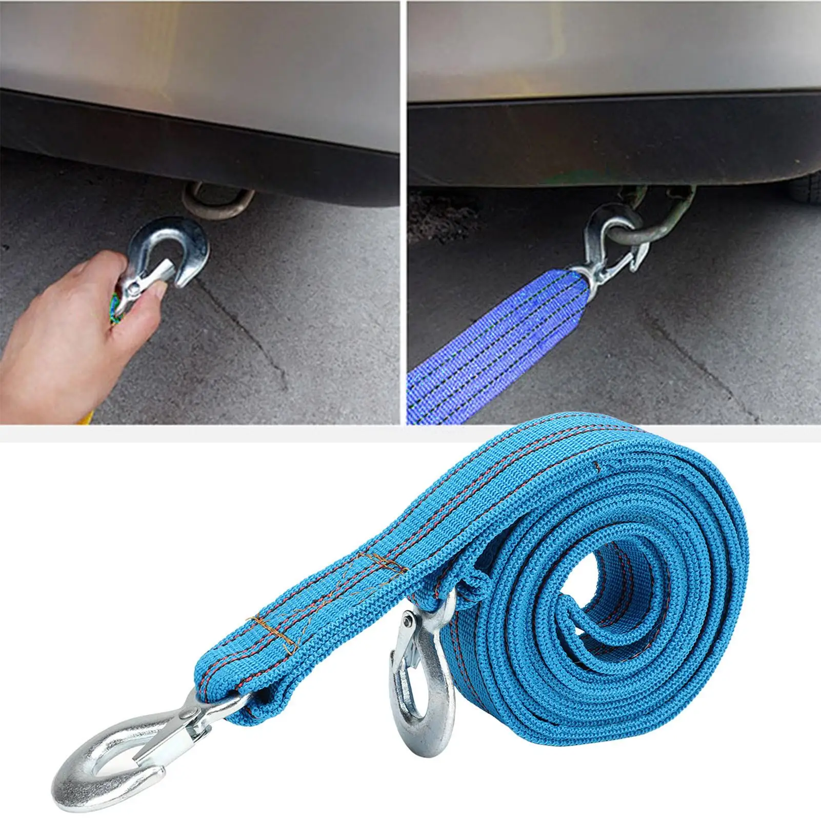 Tow Rope Nylon Towing Strap Heavy Duty Wide Application with Hook for atv for trailer for car