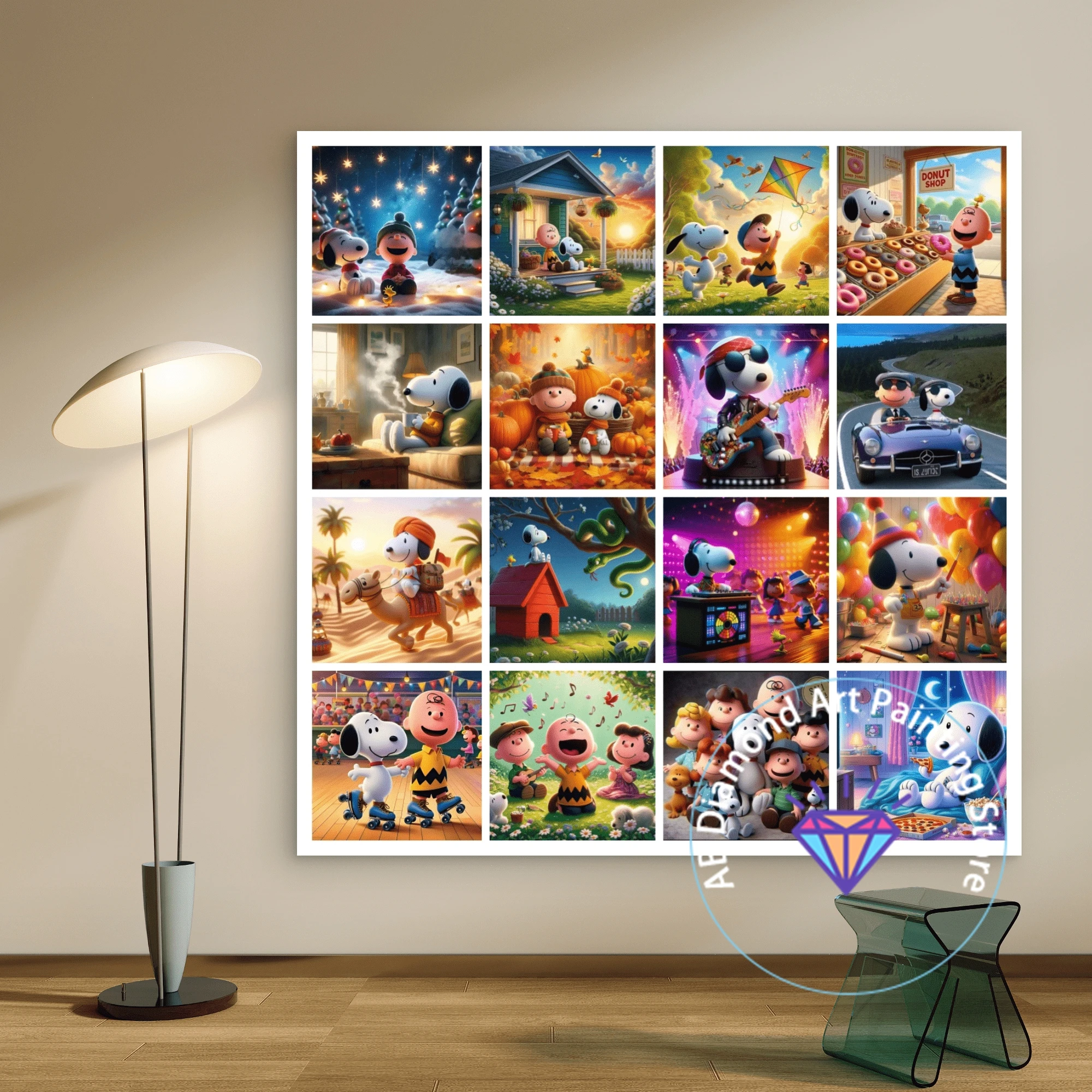 

Peanuts Snoopy Cartoon AB Diamond Painting Kit 5D DIY Diamond Embroidery Cross Stitch Handmade Art Gift Crafts Home Decor