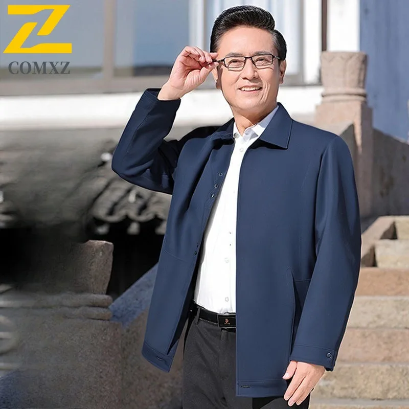 

COMXZ 2025 Мужская куртка, легкая роскошная повседневная офисная облегающая куртка для отдыха и пешего туризма, ветрозащитная ветровка на весну и осень