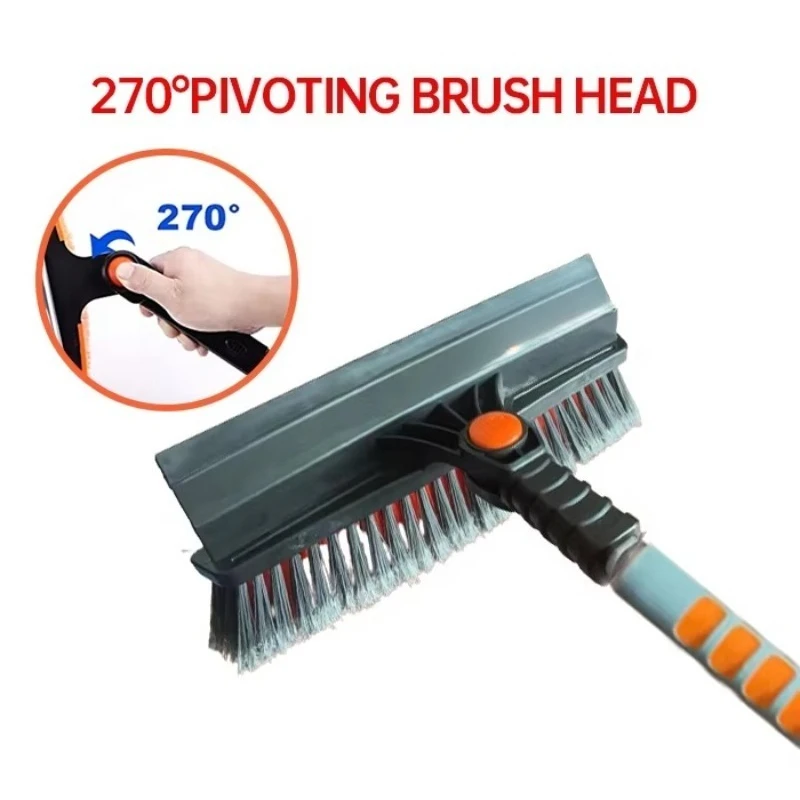 Long Handle Extendable Multifunctional Ice Scraper Telescopic Aluminum Pole Blue Car Windshield Snow Brush Scraper