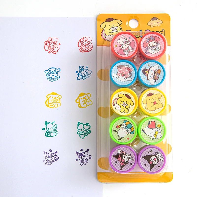 Sanrio-sello creativo Pochacco Kuromi para niños, sello de recompensa Kawaii, regalo de papelería, suministros escolares de oficina, 40 unidades por lote