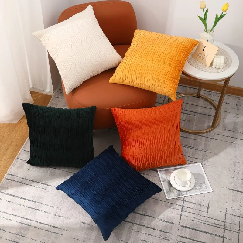 45x45cm Geometric Sofa Throw Pillow Cover Eight-character Pattern Flannel Cushion Cover Pillowcase for Home Bedroom Decoration