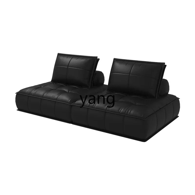 LTT single leather sofa lazy tofu block small apartment first layer cowhide straight row