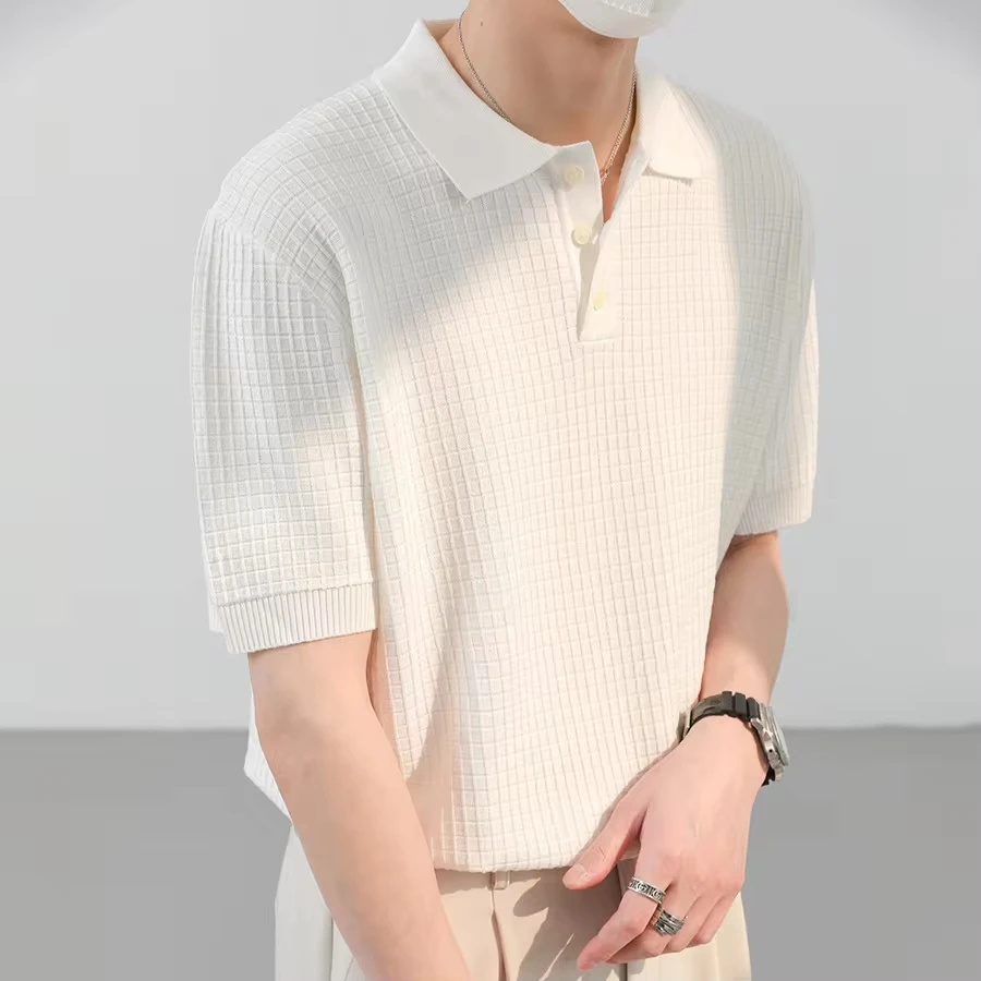 

Summer Top Slim-fit POLO Shirt Men's Short Sleeve T-Shirt Trend Versatile Lapel Knitted T-Shirt Trend
