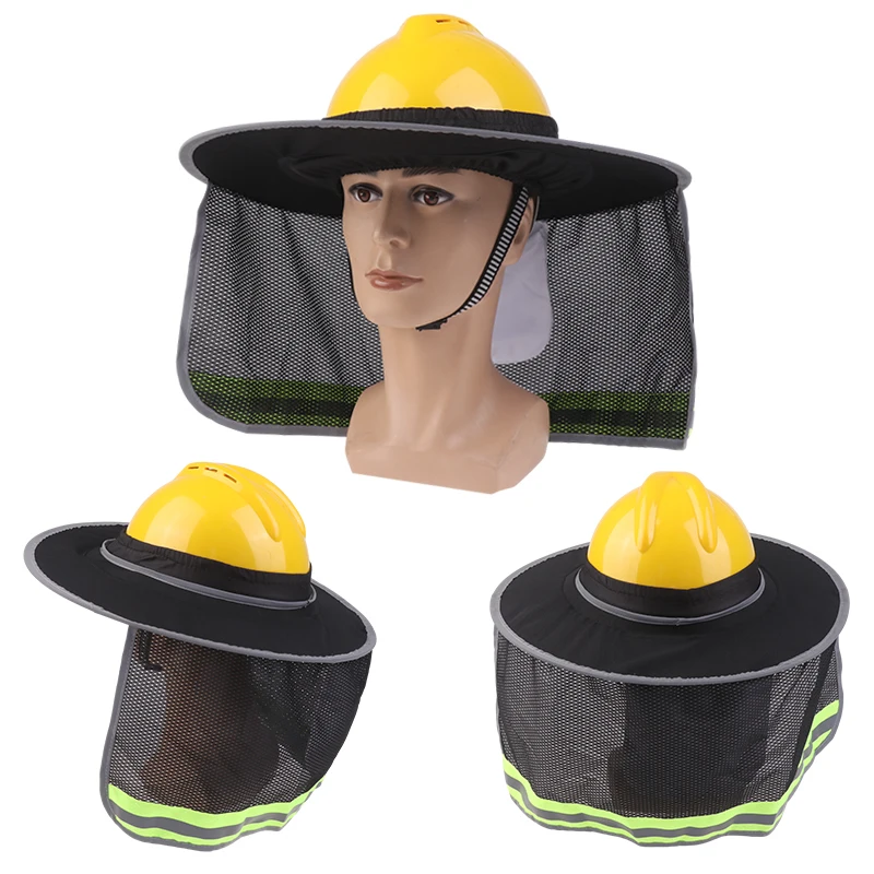 Hard Hat Sun Neck Shield Summer Helmet Mesh Sunshade High Visibility Reflective Hard Hat Shade For Outdoor Construction Worker