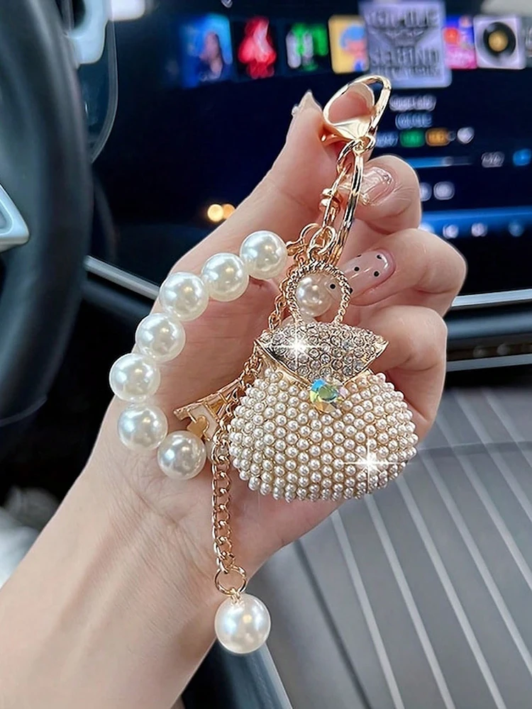 Korean Pearl Beads Diamond Studded Key Chain Advanced Exquisite Bag Pendant Holiday Gifts 