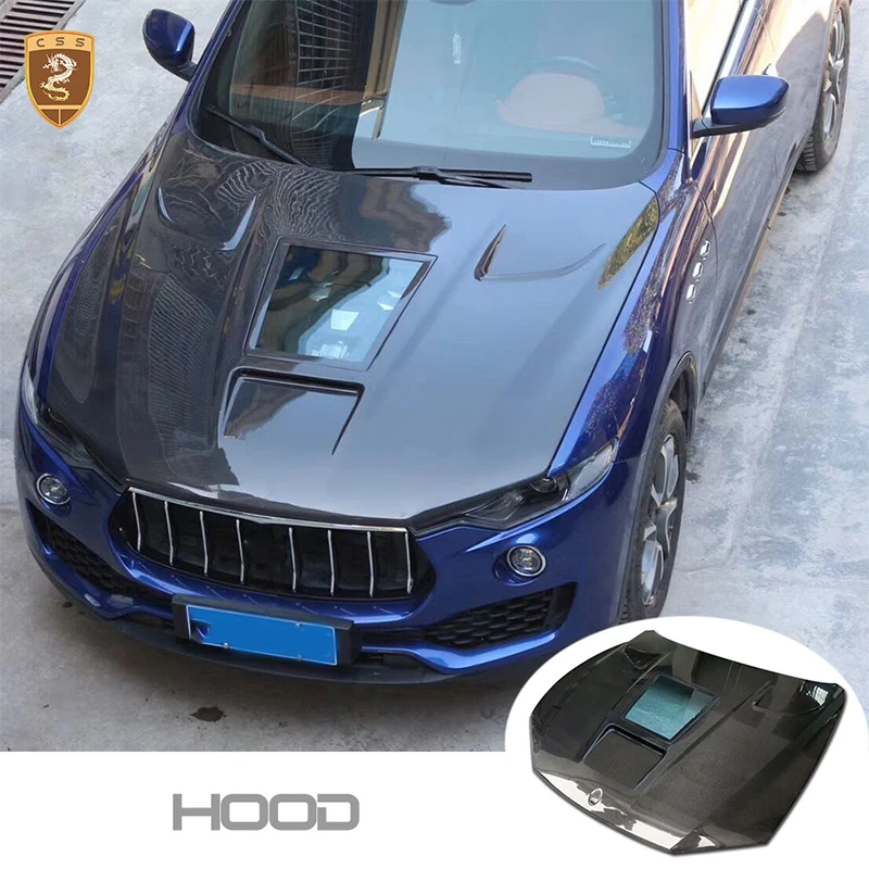 

For Maserati Levante msy Style Car Front Bonnet Engine Carbon Fiber with Transparent Glass Cover Hood Replacement Kits