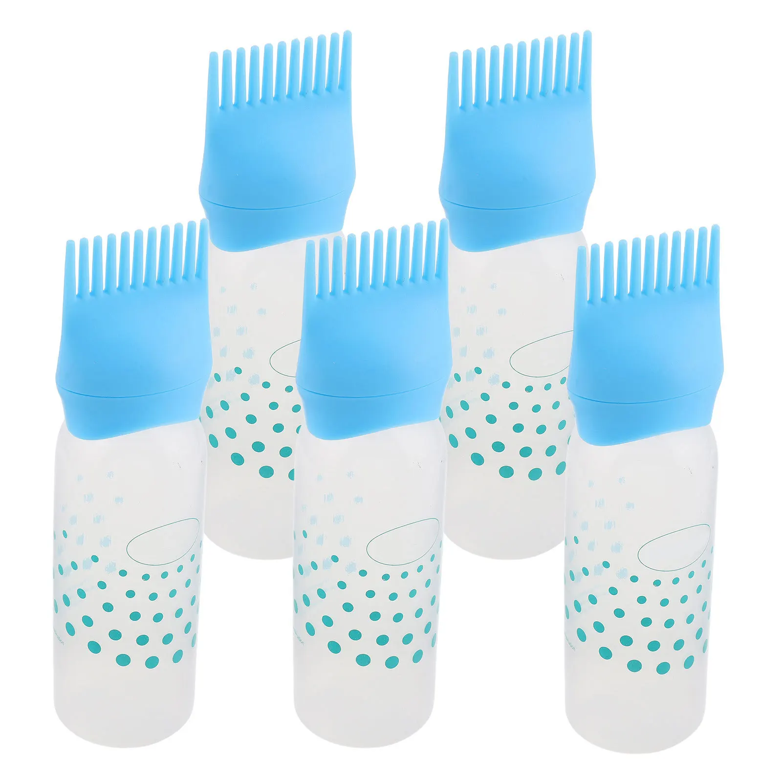 

5pcs Dye Bottles With Comb Applicator Plastic Hair Color Mixing Bottle With Scale Hair Oil Dispenser For Scalp Shampoo Rinsing