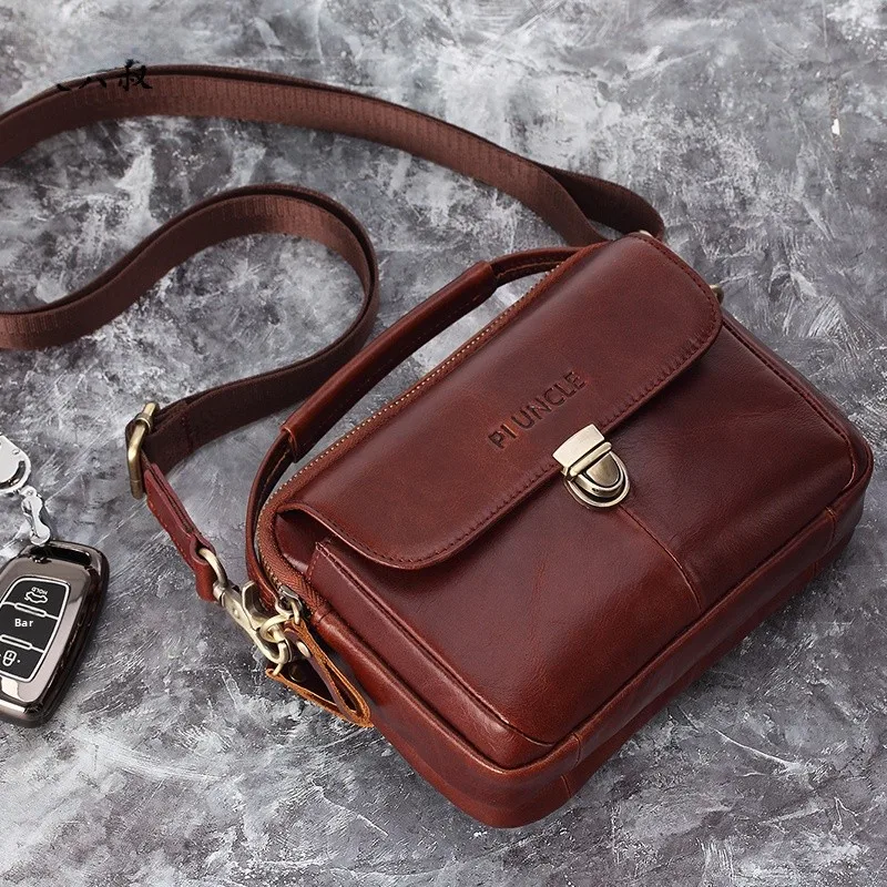 

Pure Leather Men's Small Waist Bag Multifunctional Crossbody Phone Bag Casual Sle Vintage Wind Summer New Model 2025