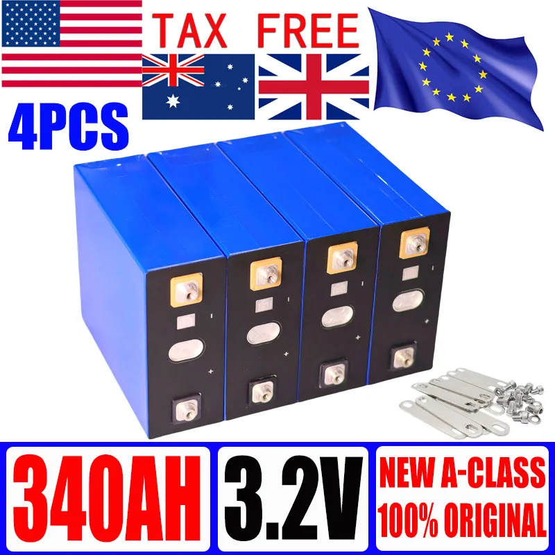 

4 шт. A-класса 3,2 В 340 Ач 320 Ач 280 Ач 200 Ач 150 Ач Lifepo4 аккумулятор DIY 12 В 24 В литий-железо-фосфатный аккумулятор без налога