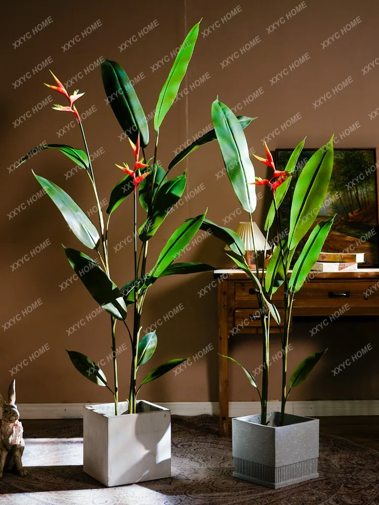 Potted Fake Flower Tree Indoor Living Room Greenery Bird of Paradise Landscaping Decorative Flower Ornament