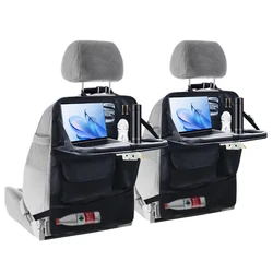 Car Seat Back Storage Bag Large Capacity Multi-Pocket Backseat Organizer Foldable Dining Table Tablet Tray Hanging Bag