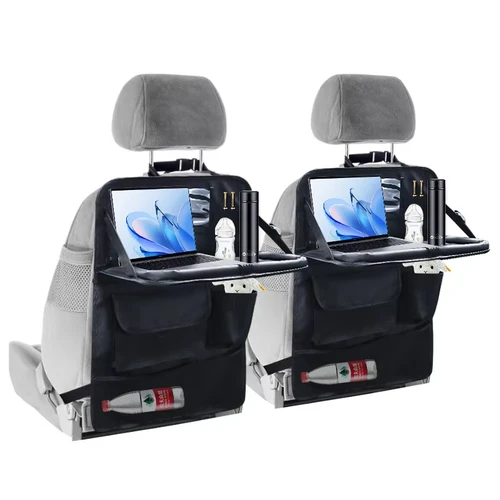 Bolsa de almacenamiento para respaldo de asiento de coche, organizador de asiento trasero multibolsillo de gran capacidad, mesa de comedor plegable, bandeja para tableta, bolsa colgante
