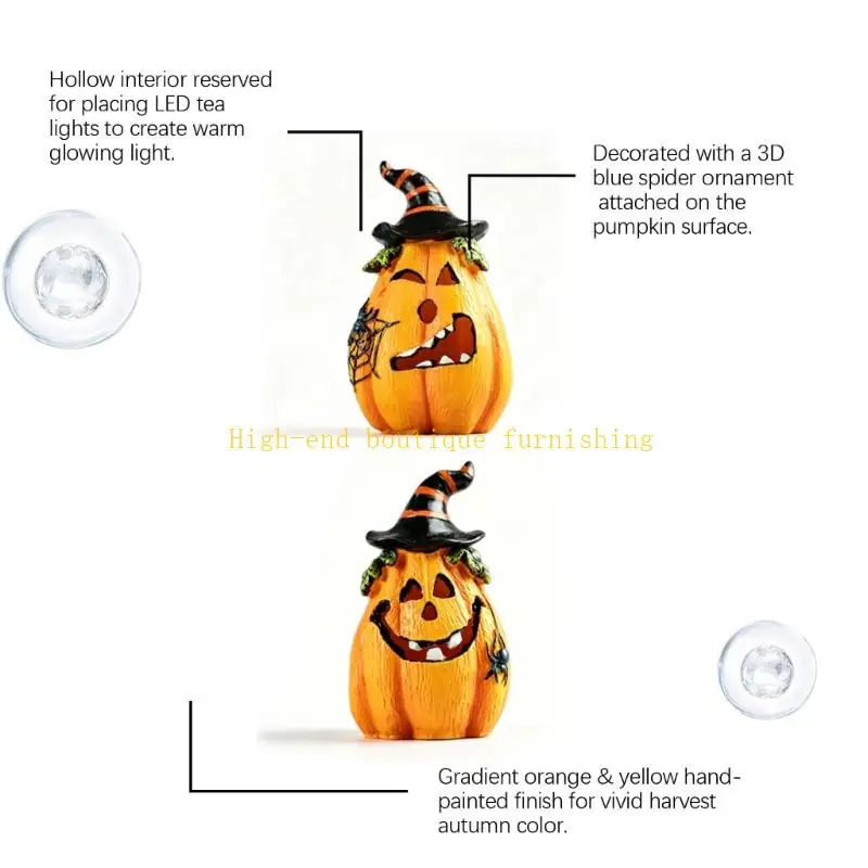 L9NB 2Pcs Halloween Mantels Cutout Pumpkin Figurine for Entry Table and Shelf Accent