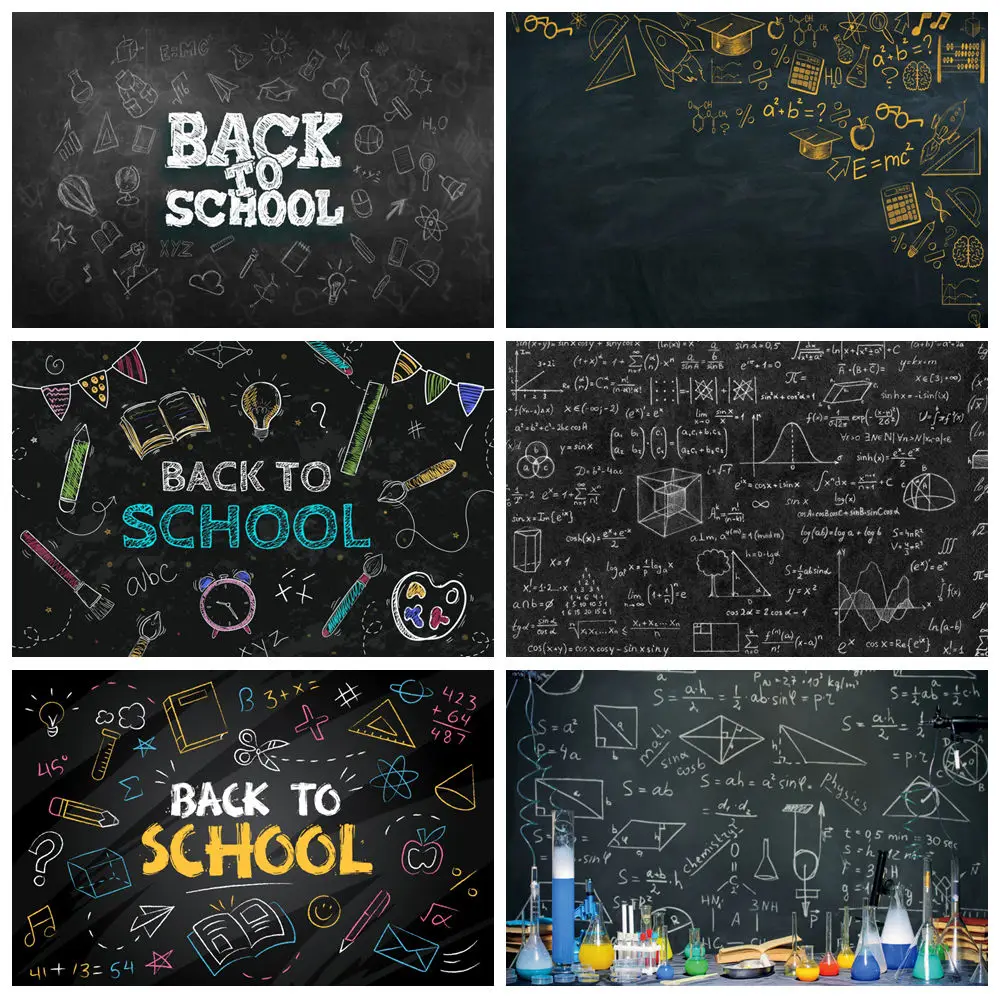 

Back To School Photography Backdrop Pencil Chalkboard Globe Book First Day of School Homecoming Background Decor Photo Studio