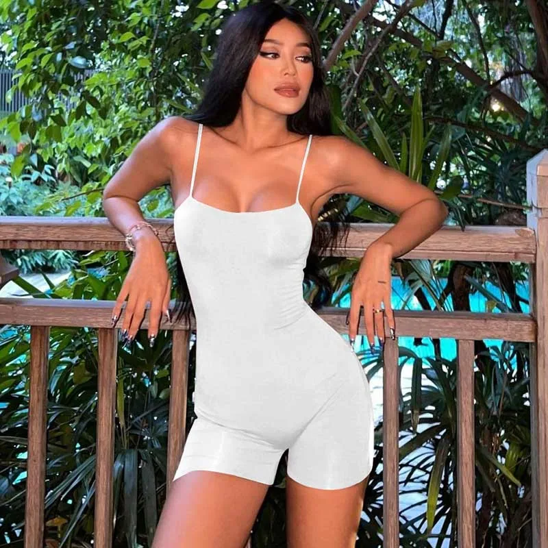 Dames Zomer Jumpsuit 2024 Mode Sport Overalls Voor Dames Spaghettibandjes Rugloze Strakke Jumpsuits Shorts Playsuits