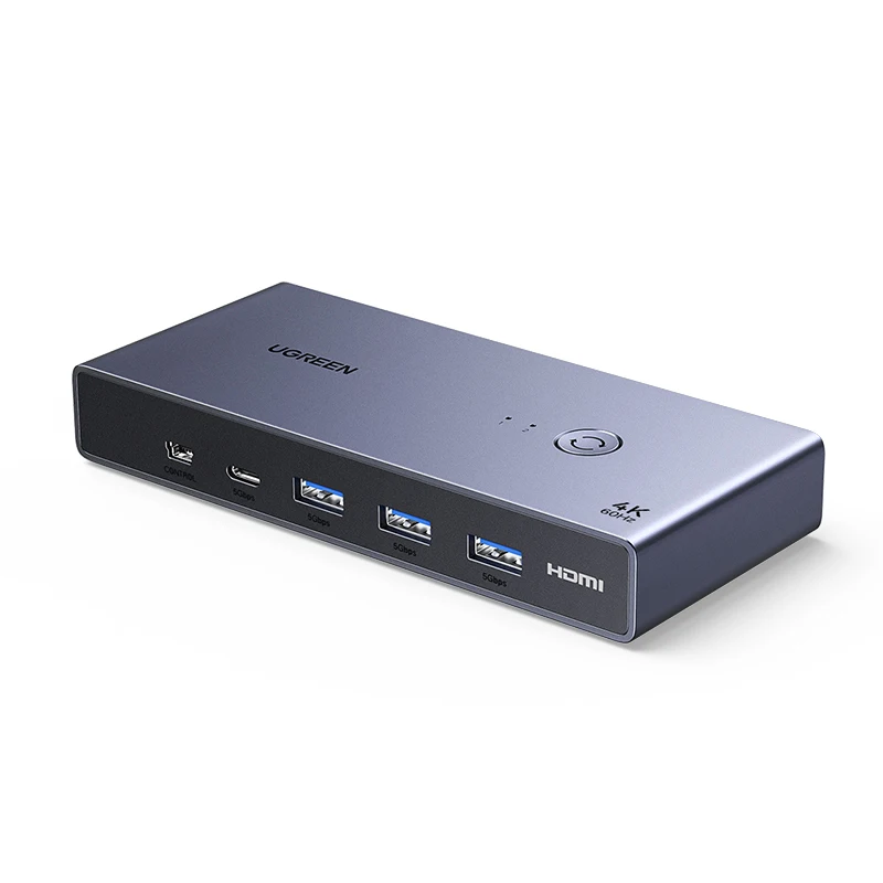 

UGREEN HD KVM Switch 2 in 1 Out 4K@60Hz Aluminum Shell USB-C Dual Display KVM Switch