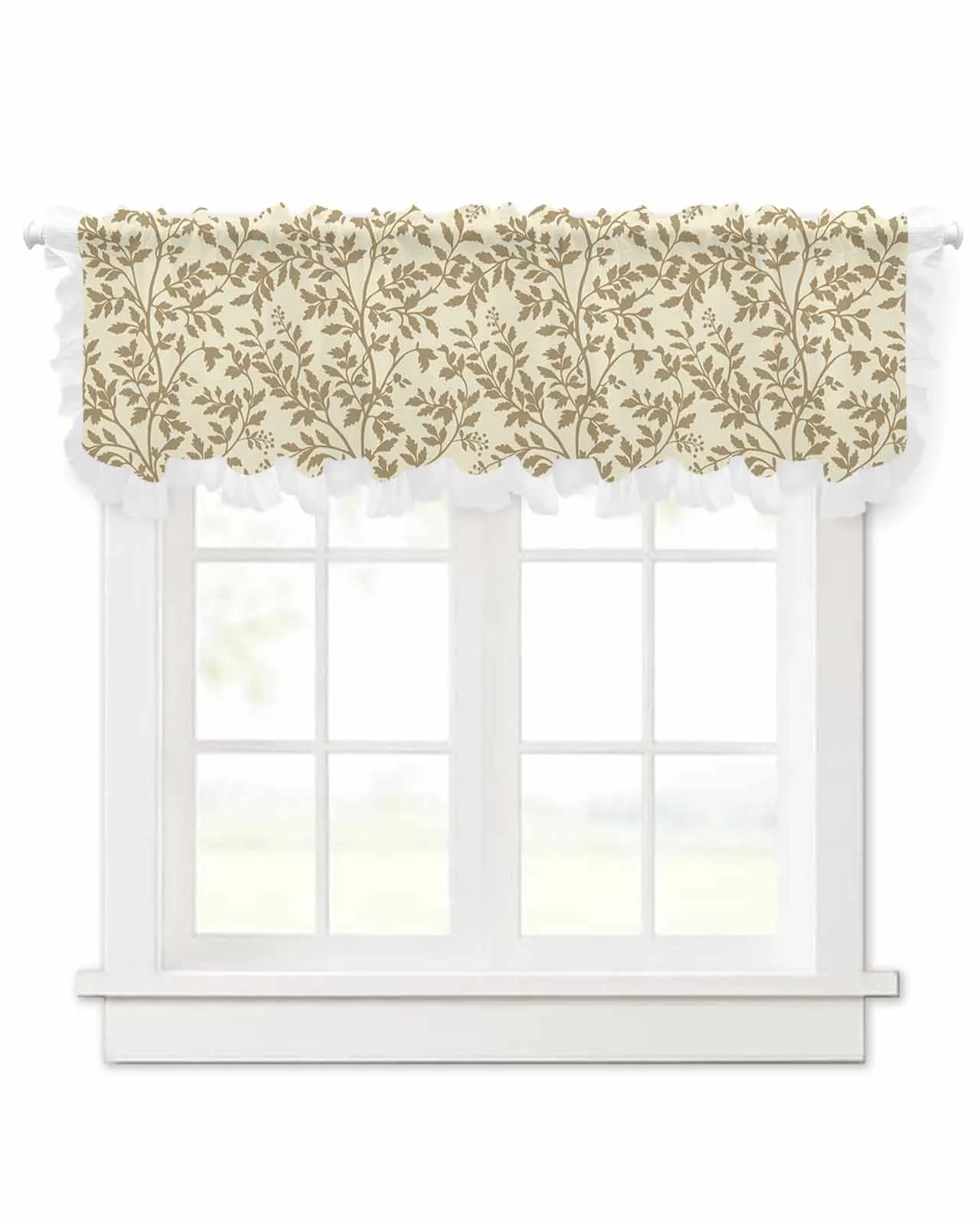 Flowers Leaves Branches Plants Short Tulle Half Curtains for Living Room Kitchen Door Cafe Window Sheer Valance Drapes