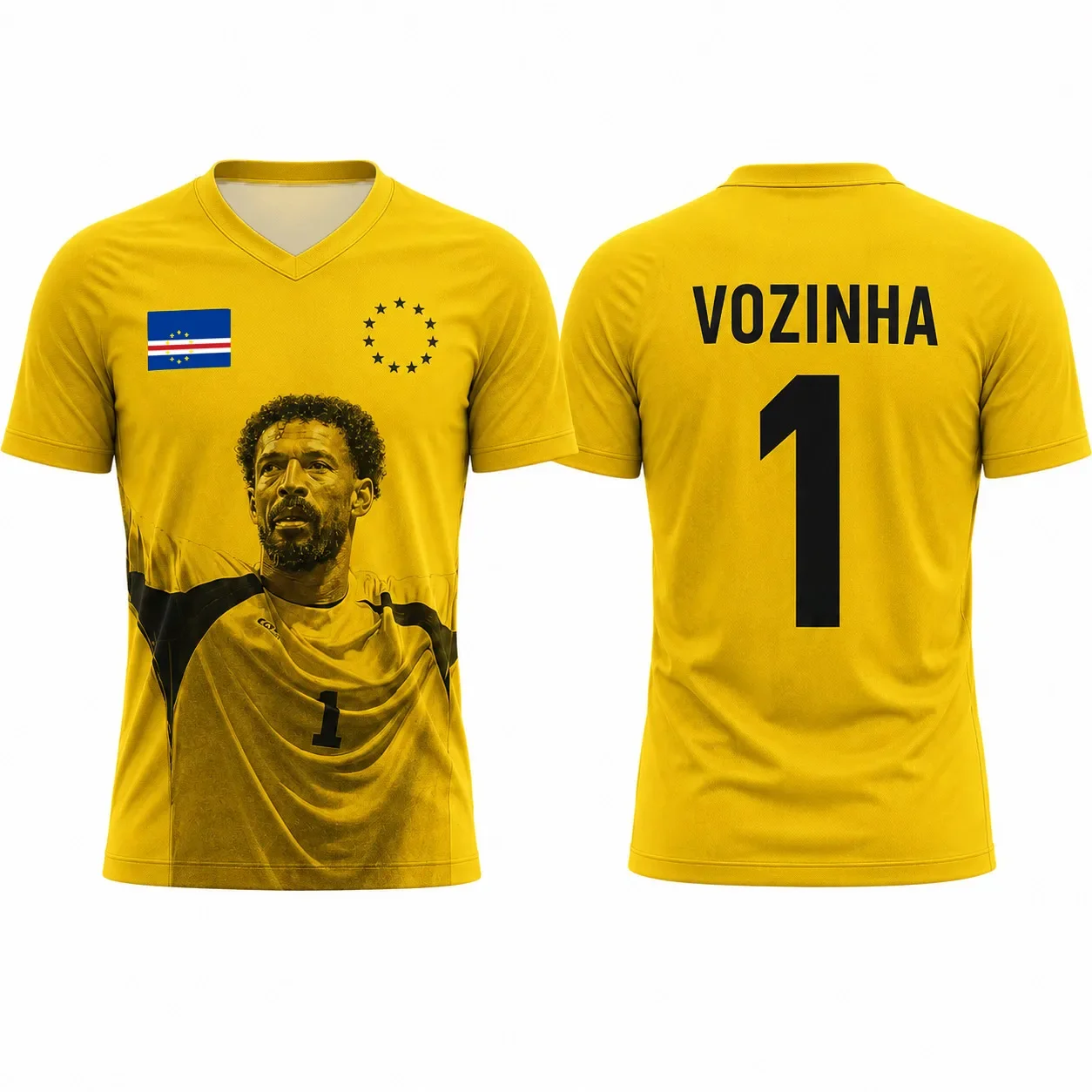 2026 Cape Verde Vozinha #1 Goalkeeper Jersey, Lightweight Breathable Sport Shirt, Men's Football Fan Sport T-Shirt