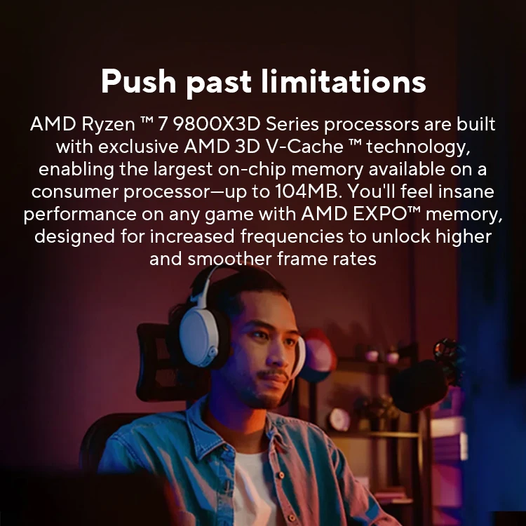 AMD Ryzen™ 7 9800X3D New Processor , 3D V-Cache  8C/16T 120W up to 5.2 GHz, L3=96M 100-100001084 Socket AM5 but without cooler image 2