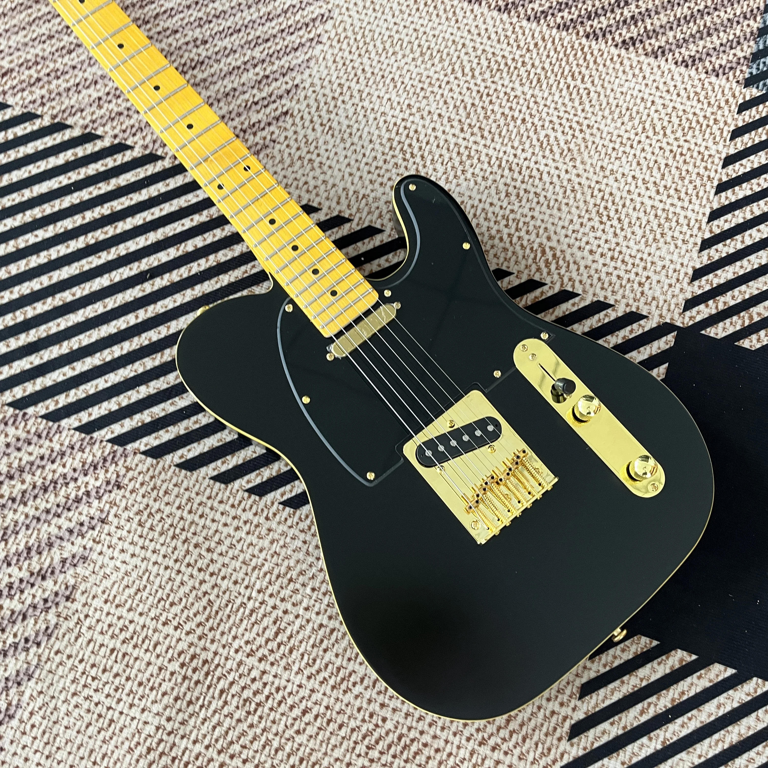 جيتار كهربائي Vicers TL، تشطيب رائع باللون الأسود غير اللامع، جسم الزيزفون، لوحة أصابع من خشب القيقب، أجهزة ذهبية، جيتار مكون من 6 أوتار #2