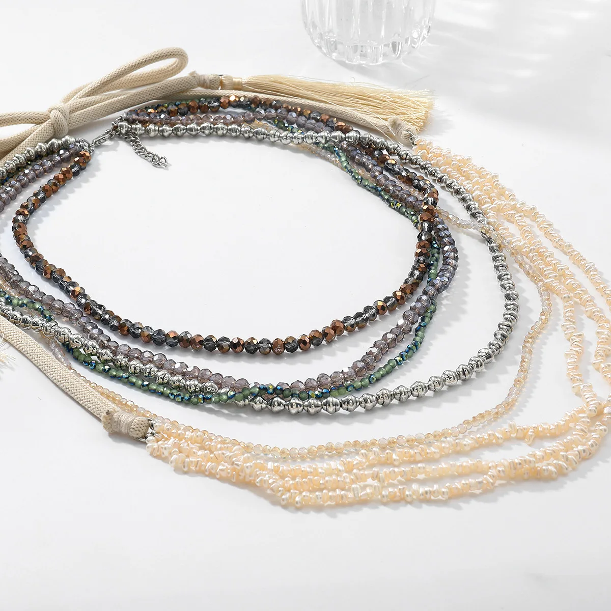 ZAA Multilayer Handmade Beaded Imitation Pearls Tassels Necklaces for Women Boho Vacation Style Holiday Party Jewelry Gifts