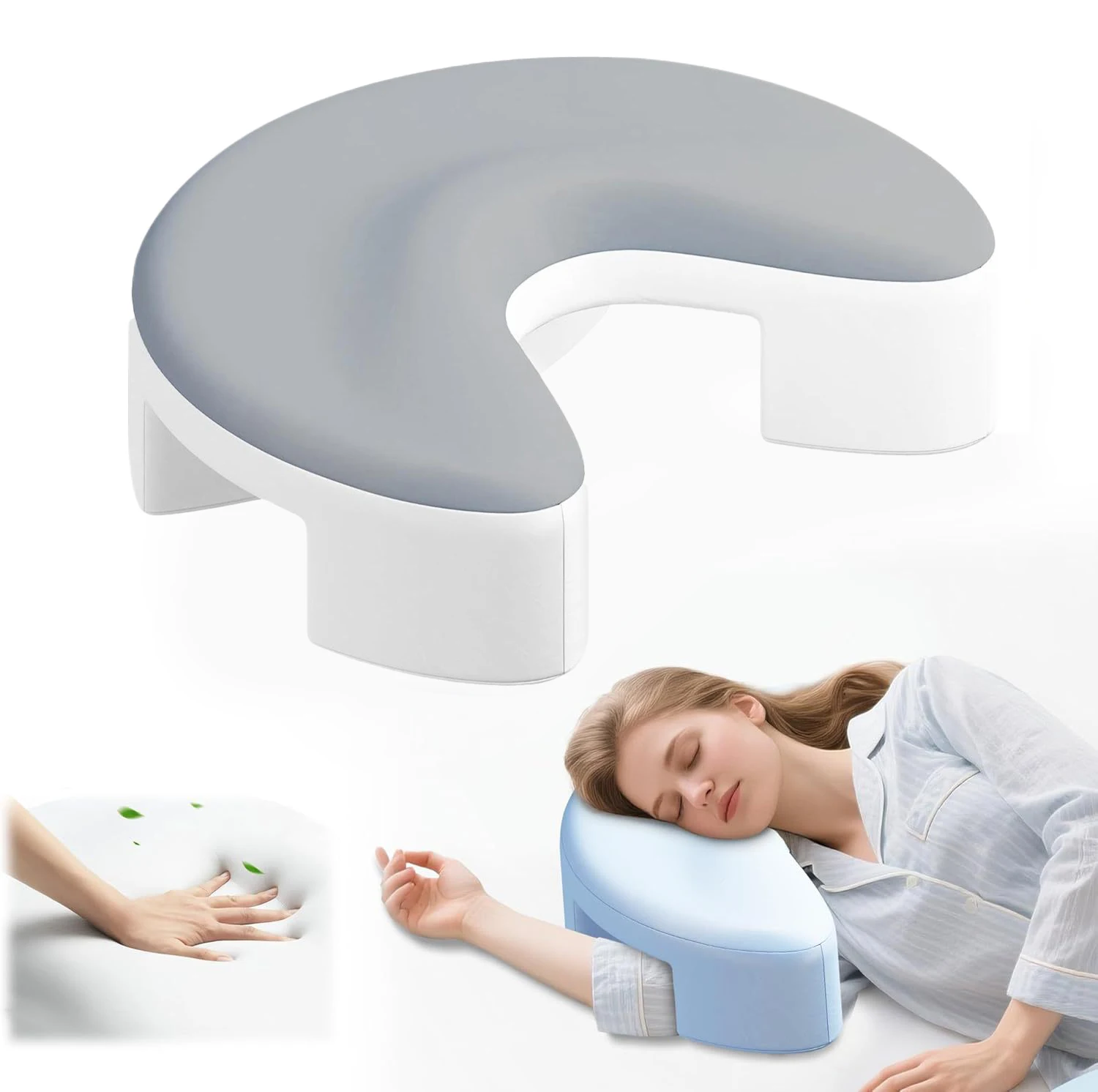 Seitenschlafkissen mit Armlöchern, ergonomische Memory-Schaum-Unterstützung, Linderung von Schulter-Nacken-Schmerzen, weiches, elastisches Schlaf-Hilfskissen