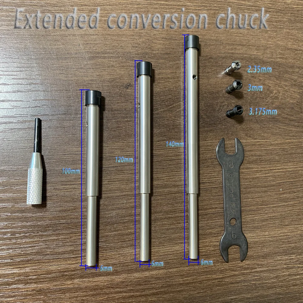 Air Grinder Extension Rod Adapter 6mm to 2.35mm 3mm 3.175mm Collet Chuck High Speed Precision Conversion Kit for Polishing