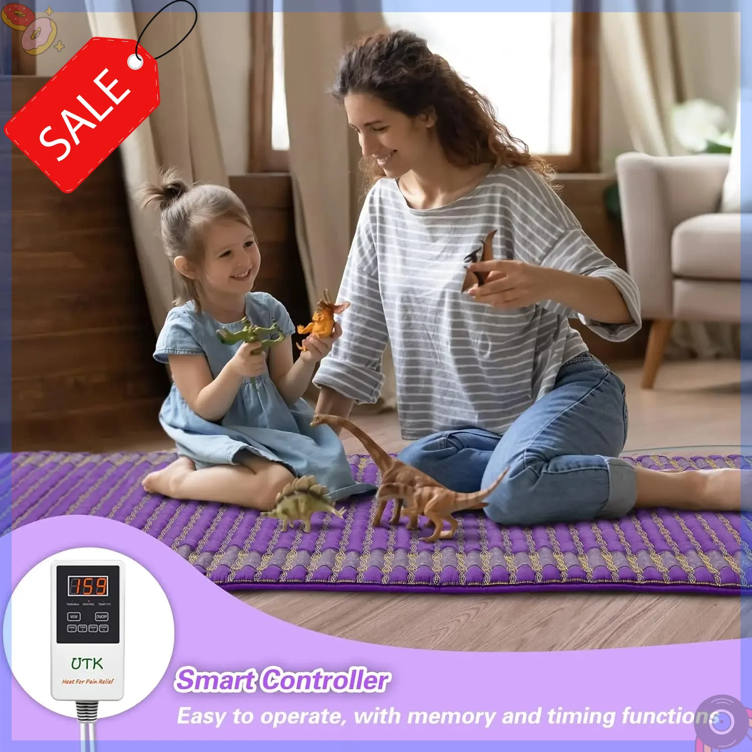 

Bestseller60'' x 24'' Large Far Infrared Heating Pad, 5X Pain Relief Full Body Amethyst Heating Pad for Back Waist Hip, Hotter t