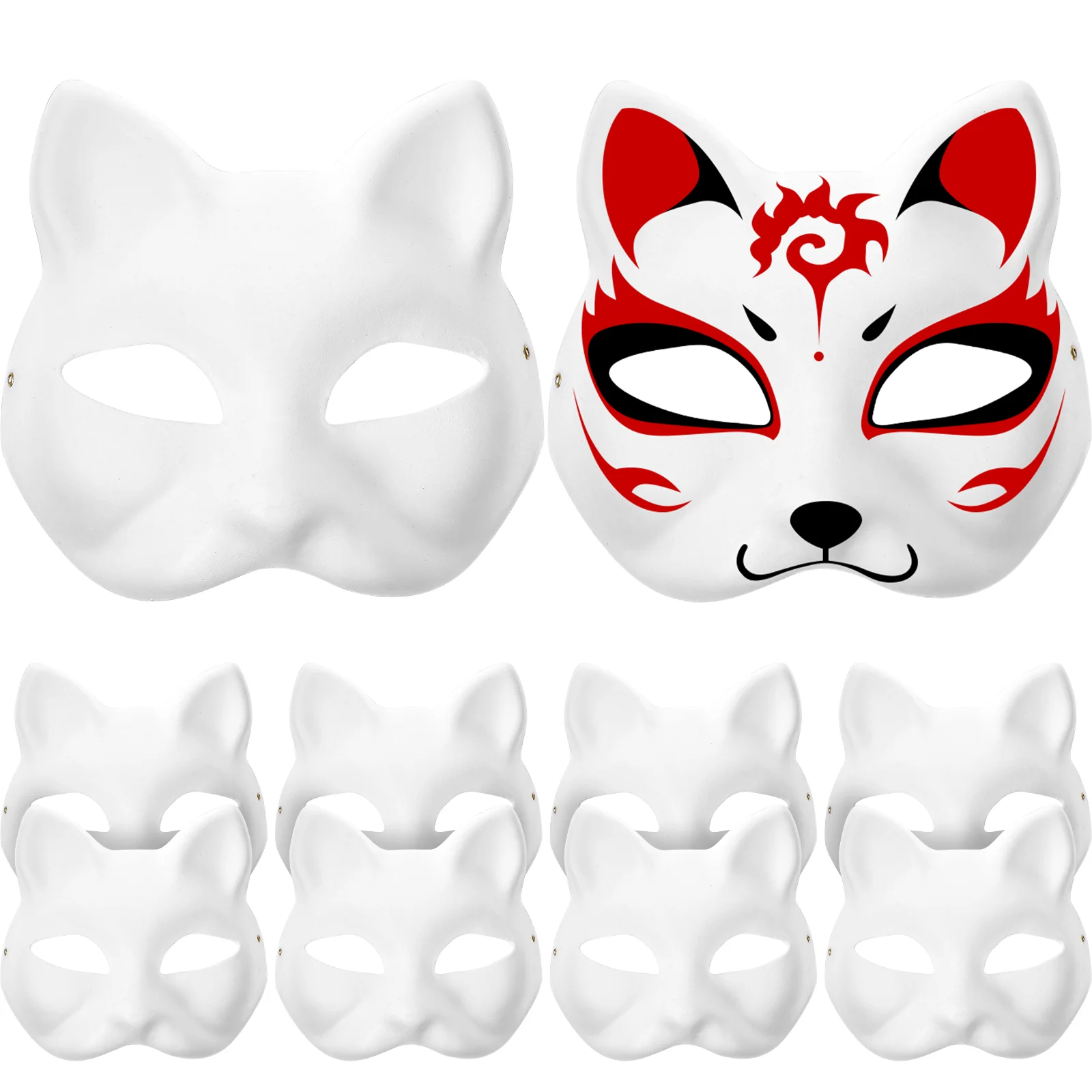 

10 Pcs Kitten Costumes Blank Masquerade Mask Fox Animal Cat Empty Halloween Child for Kid