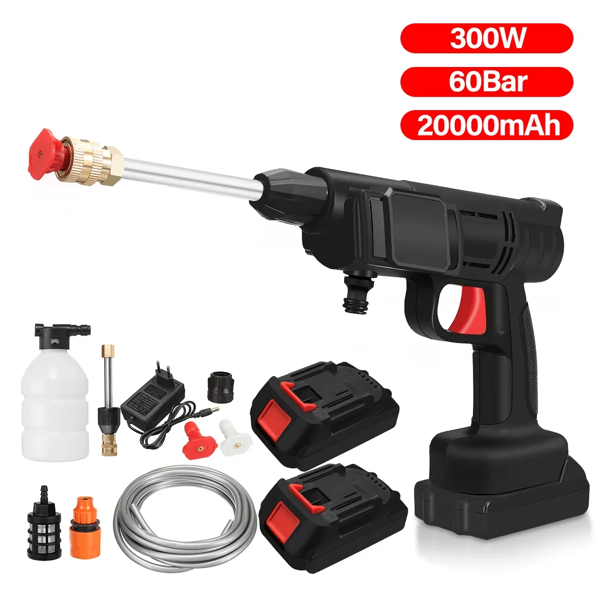 for 20000mAh Cordless High Pressure Washer Spray Water Gun Car Wash Pressure Water Nozzle Cleaning Machine for Makit 18V Battery