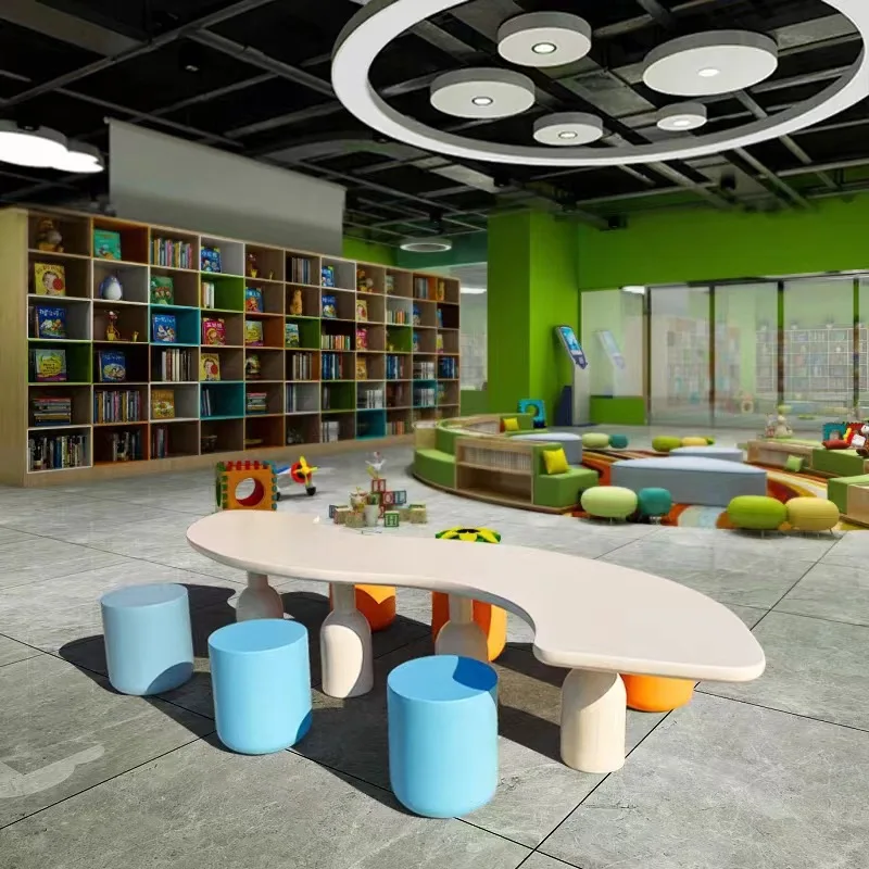 

Fiberglass shopping mall Meichen bench kindergarten early education creative table and chair combination furniture fiberglass le