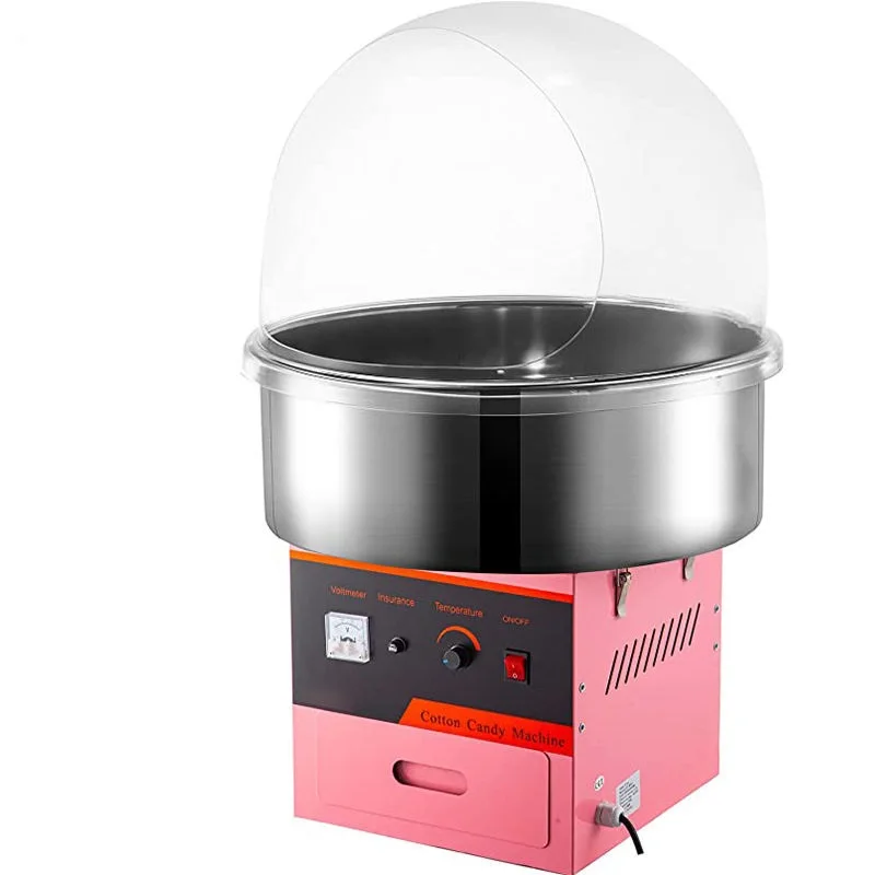 Commercial Cotton Candy Machine with Cover Electric Candy Floss machine with Stainless Steel Bowl Sugar Scoop and Storage Drawer