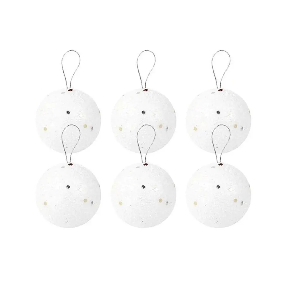 

6Pcs/set Plastic Christmas White Foam Balls Round Star Xmas Star Hanging Ornaments White Cute Christmas Balls Pendants